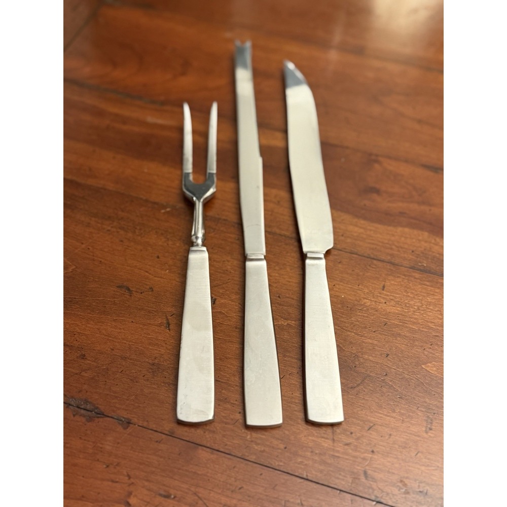 Vintage Mid Century Modern Capri Italy Stainless Steel 3 Piece Carving Set Knife